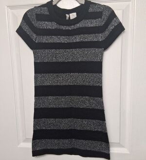 Hearts n Crush Girl's Black & Sparkly Silver Sweater Dress  Size S (7-8)     13